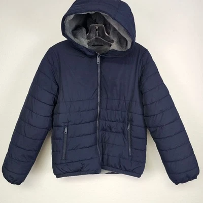 Chaqueta acolchada Ambercrombie para niños azul marino gruesa forrada de lana con capucha para niños talla 11-12 Foto 1 de 4