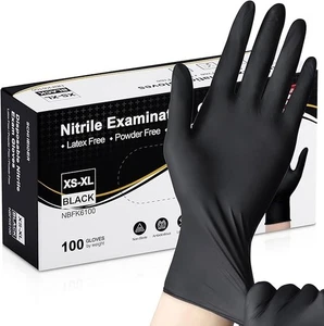 Schneider Nitrile Exam Gloves, Black Latex Free Powder Free Disposable Gloves fo - Bild 1 von 5