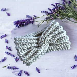 Pearl White -Crochet headband for girl or woman, boho style color headband, - Picture 1 of 10