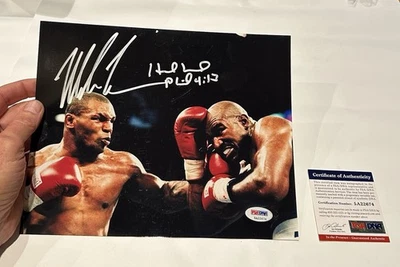 Foto de boxeo firmada doble por Mike Tyson Evander Holyfield 8x10 PSA/ADN CERTIFICADO DE AUTENTICIDAD AUTOMÁTICO Foto 1 de 4