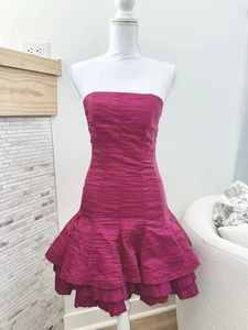 Vintage Jessica McClintock Womens Strapless Strapless Mini 80s Dress Pink Size 6 - Picture 1 of 11