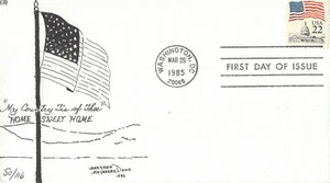 1985 FDC WITH NUMBERED HAND-DRAWN CACHET MARYANN MAYBERRY DAVIS 50/116 - Picture 1 of 3
