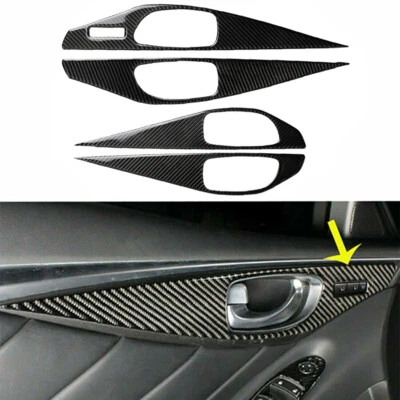 Отделка внутренней дверной панели из углеродного волокна черная для Infiniti Q50 2014-2019 годов выпуска - Изображение 1 из 4