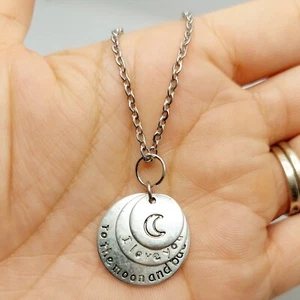 Collana con ciondolo Love You to the moon - catena in acciaio inox 18 pollici - venditore USA - Foto 1 di 2