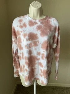 Süßes Romeo Damen braun & weiß Batik Langarm leichtes Top Gr. XS - Bild 1 von 12