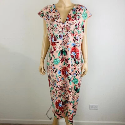 New York & Co Company Colorful Flattering Floral Women's XXL Cap Sleeve Dress - Image 1 of 4