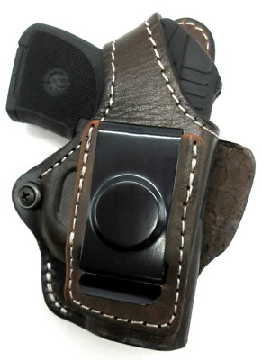TAGUA Right Hand Brown Leather 4 in 1 Thumb Break Holster for RUGER LCP 380 - Image 1 of 4