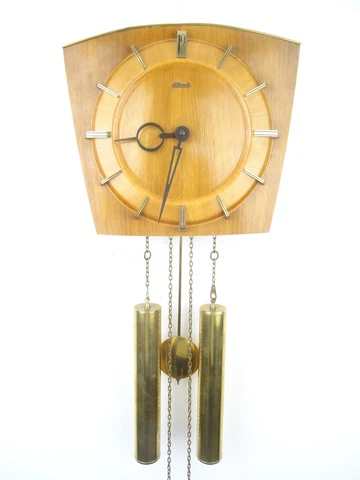 German HERMLE Vintage Design Mid Century 8 day Retro Wall Clock (Junghans era) Cover