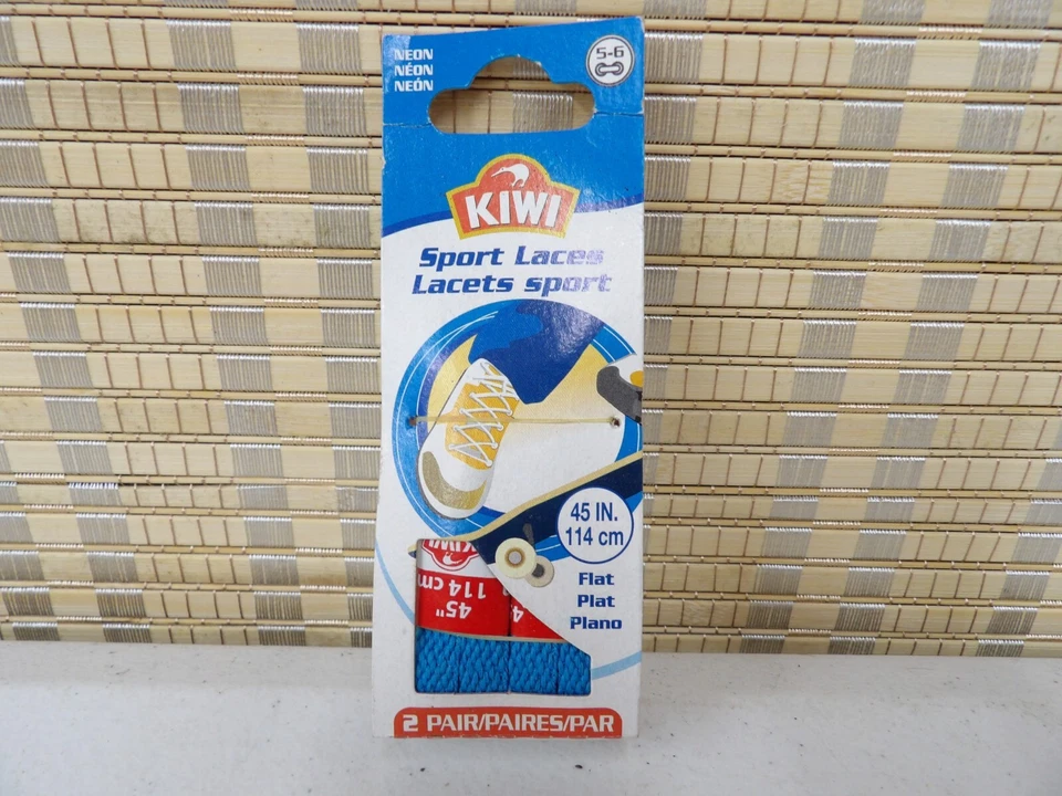 Cordones deportivos KIWI azul neón cordones planos para zapatos 2 pares 5/6 ojales 45 pulgadas 114 cm Foto 1 de 3