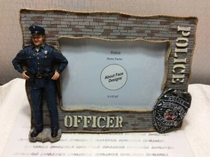 POLICE OFFICER PHOTO FRAME New w/gift box About Face Design 3-1/2" by 5" opening - Picture 1 of 3