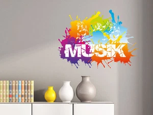 Adesivi murali wall stickers wall stickers scritta musica spartiti macchie di colore - Foto 1 di 1