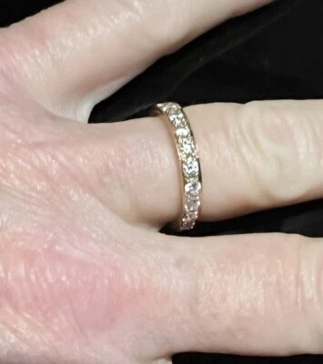 14K YELLOW GOLD CZ  FULL ETERNITY BAND WITH MILGRAIN DETAIL APPROX. SIZE 6  3g - Image 1 of 4