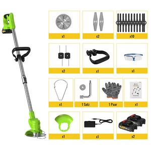 Elektro Akku Rasentrimmer mit 2 Akku und Ladegerät Freischneider Motorsense Grün - Bild 1 von 12
