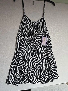 JOYSPUN CHEMISE BLACK WHITE RUFFLE TRIM ADJUSTABLE STRAP LITE WT SZ XL 16-18 - Picture 1 of 7