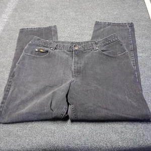 Vintage Lee Black Denim Pants Jeans Men 38x31 High Rise 80s 90s Pants - Picture 1 of 8