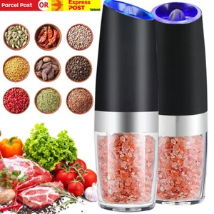 Electric Salt and Pepper Grinder Mill Shakers LED Stainless Kitchen Ceramic - Picture 1 of 13