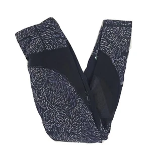 Sweaty Betty The Power Black Purple Patterned Mesh Leggings Size UK XS 6-8 Gym - Picture 1 of 12