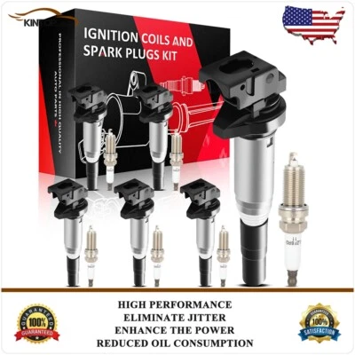 Ignition Coils & Iridium Spark Plugs Kit For BMW 535i xDrive GT 2011-17 3.0L - Image 1 of 4