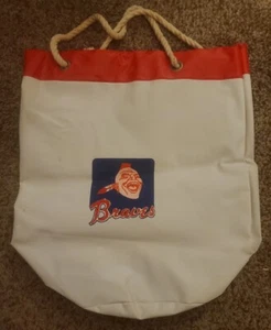 VINTAGE ATLANTA BRAVES TOTE BAG, DRAWSTRING DUFFLE BAG 1970s 80s Logo - Picture 1 of 6