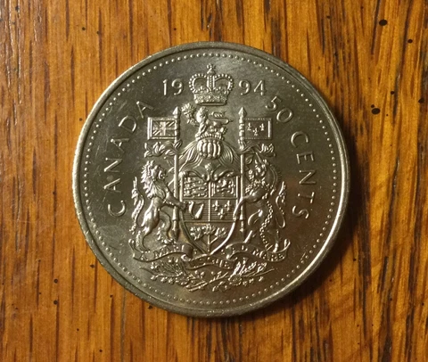 VERY NICE 1994 Canada Half Dollar AU or BU Canadian 50 Cent Coin Queen Elizabeth Cover