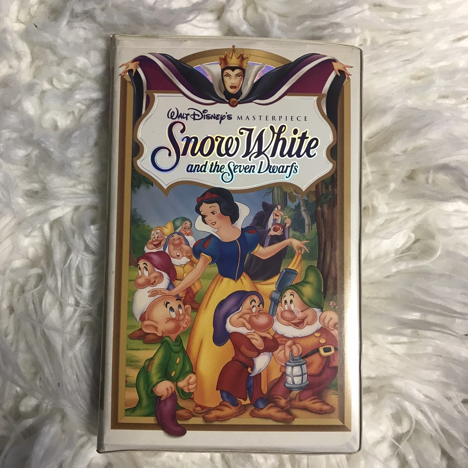 Snow White Seven Dwarfs (VHS, 1994) Masterpiece Black Diamon Stickers Clamshell - Image 1 of 4