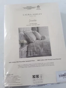 LAURA ASHLEY SILBER JOSETTE JACQUARD BETTBEZUG/KISSENBEZUG SET DOPPELTE GRÖSSE - Bild 1 von 10