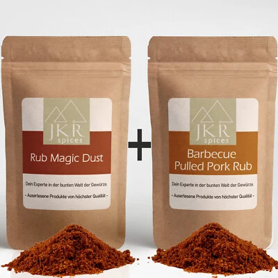 1kg BBQ Magic Dust Rub + 1kg Barbecue Pulled Pork Rub Kombi Grillgewürz Angebot - Bild 1 von 4