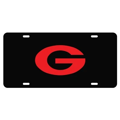 CRAFTIQUE UGA Bulldogs Black - Georgia Red Acrylic G License Plate / Car Tag