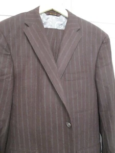 Traje reciente de dos piezas Robert Talbott Estate marrón a rayas lana franela 44R - Imagen 1 de 13