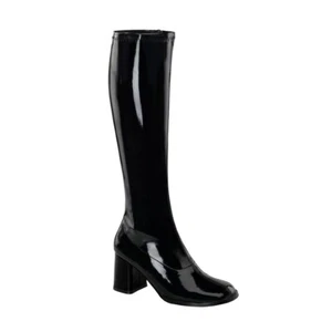Funtasma Gogo-300 Black Patent Block Heel Stretch Knee Boot IN-STOCK - Picture 1 of 4
