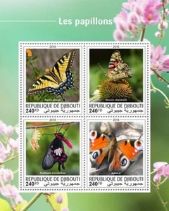 BUTTERFLIES Insects MNH Stamp Sheet #325 (2018 Djibouti) - Picture 1 of 1