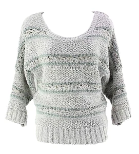 Maurices Sz S Gray White Moss Open Weave Acrylic Cotton Wool Blend Sweater - Picture 1 of 4