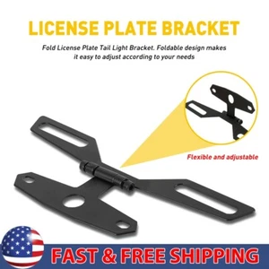 Folding Motorcycle License Plate Holder Rear Tail Light Bracket Mount Adjustable - Picture 1 of 11