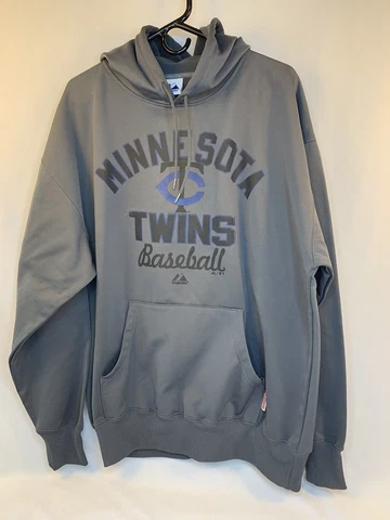 Majestic MLB MINNESOTA TWINS Baseball Polyester Hoodie XL Gray Sport Sweatshirt Cover