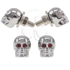 License Plate Bolt Red Motorcycle Car Tag Skull Bolt - Picture 1 of 3