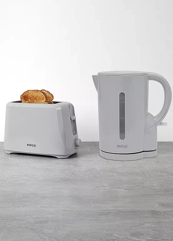PIFCO Grey 1.7L Cordless Jug Kettle & 2 Slice Variable Browning Toaster - Image 1 of 1