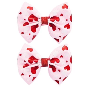 Valentine’s Day Hair Bow Hair Clip Women Girls Red Heart Hair Bow Pink Bow - Picture 1 of 5
