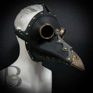 Steampunk Plague Doctor Mask with Goggles Halloween Costume Mask [Black] - Picture 1 of 3