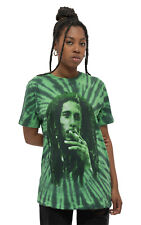 Bob Marley T Shirt Smoke Portrait Nue offiziell Unisex Tie Dye Grün Size L