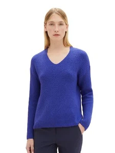 TOM TAILOR Suéter de Mujer Knit V-Neck - Regular Fit Azul Verde Gris S M L XL - Imagen 1 de 28