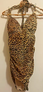 Victoria's Secret Neckholder-Badeanzug mit Rüschen - Leopardenmuster - Größe Large - neu mit Etikett - Bild 1 von 5