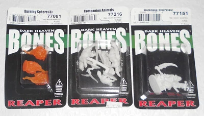 Reaper Bones 77216 Companion Animals 77151 Evil Priest 77081 Burning Sphere lot - Image 1 of 2