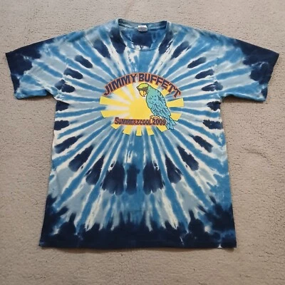 Camisa Jimmy Buffett Para Hombres Grande Azul Amarillo Tie Dye Summerzcool 2009 Parrot Beach Foto 1 de 4