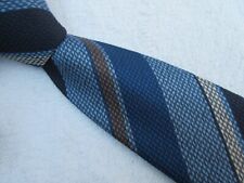VINTAGE BLUE BROWN STRIPED 3.25 INCH polyester NECKTIE tie RINALDO