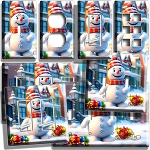 HAPPY SNOWMAN AMERICAN TOWN WEIHNACHTEN LICHTSCHALTER STECKDOSE WANDTELLER WOHNDEKO - Bild 1 von 34