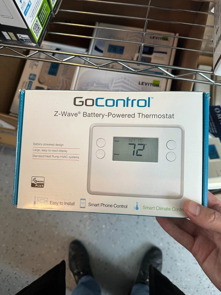 GoControl GC-TBZ48 Z-Wave Battery-Powered Thermostat - Smart Climate Control New - Image 1 of 1