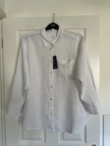 M&S WOMENS PURE LINEN WHITE OVERSIZED SHIRT BLOUSE OVERSHIRT Size 18 Bnwt - Picture 1 of 10