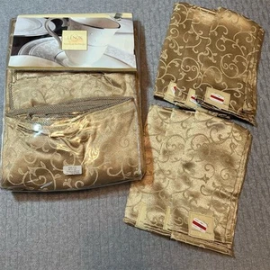 Lenox Opal Innocence Gold längliche Tischdecke Set mit 6 Servietten - Bild 1 von 7