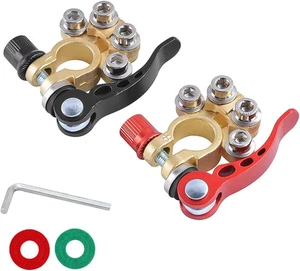 Battery Terminal Clamp Connectors, 2 Pcs 4 Way Quick Release Disconnect Car Batt - Picture 1 of 12