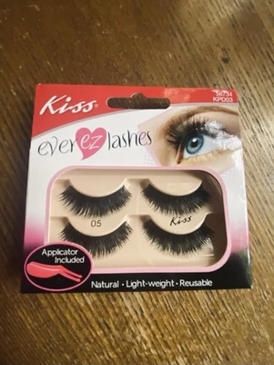 Paquete doble de pestañas KISS Ever EZ #05 KPD03 natural 100 % cabello humano + aplicador - Imagen 1 de 2